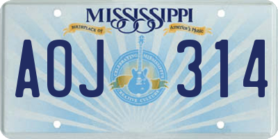 MS license plate AOJ314