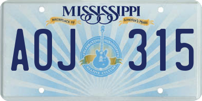 MS license plate AOJ315