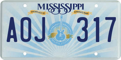 MS license plate AOJ317