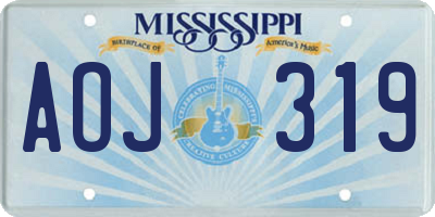 MS license plate AOJ319