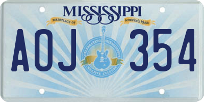 MS license plate AOJ354