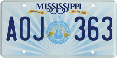 MS license plate AOJ363