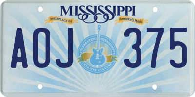 MS license plate AOJ375