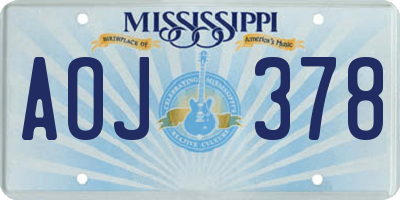 MS license plate AOJ378