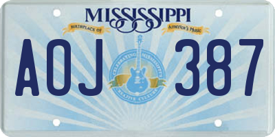 MS license plate AOJ387