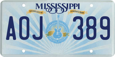 MS license plate AOJ389
