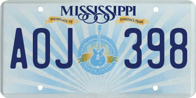 MS license plate AOJ398