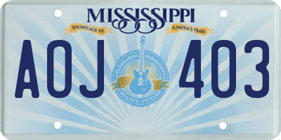 MS license plate AOJ403