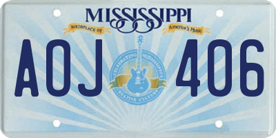 MS license plate AOJ406