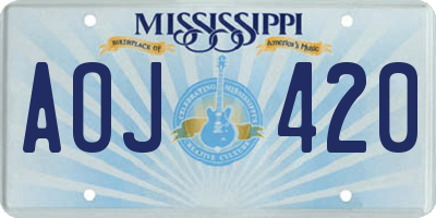 MS license plate AOJ420