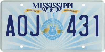 MS license plate AOJ431
