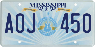 MS license plate AOJ450