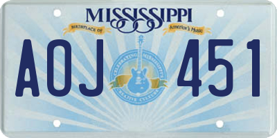 MS license plate AOJ451