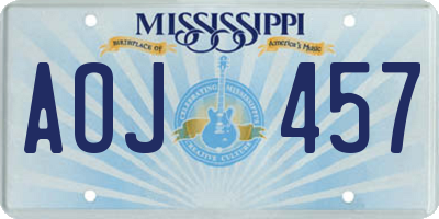 MS license plate AOJ457