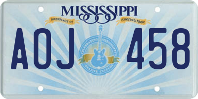MS license plate AOJ458