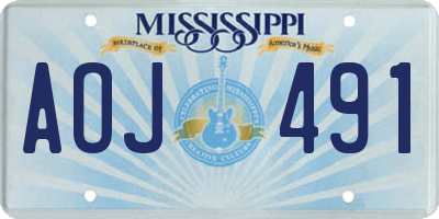 MS license plate AOJ491