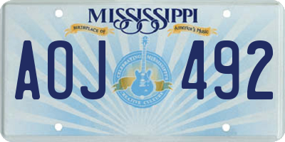 MS license plate AOJ492
