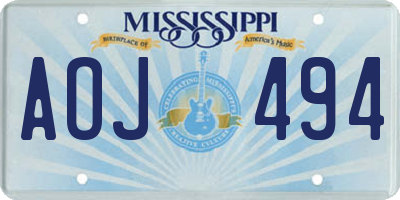 MS license plate AOJ494