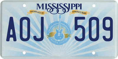 MS license plate AOJ509