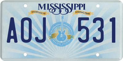 MS license plate AOJ531