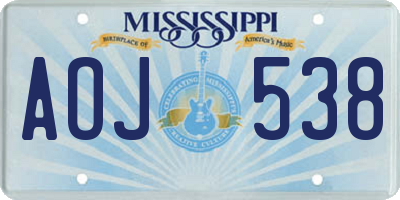 MS license plate AOJ538