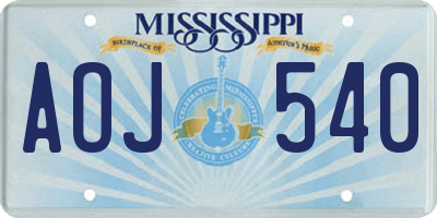 MS license plate AOJ540