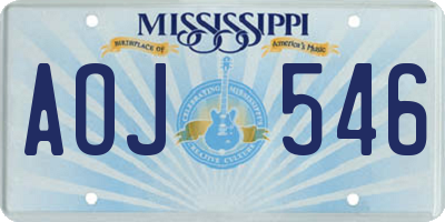 MS license plate AOJ546