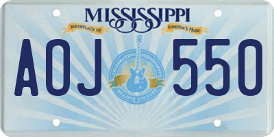 MS license plate AOJ550