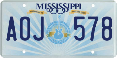 MS license plate AOJ578