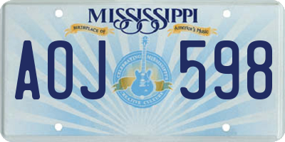 MS license plate AOJ598