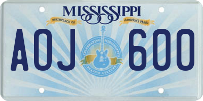 MS license plate AOJ600