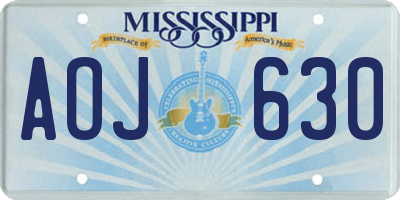 MS license plate AOJ630