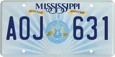 MS license plate AOJ631
