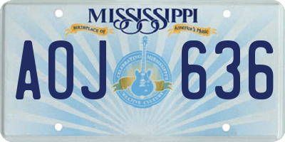 MS license plate AOJ636