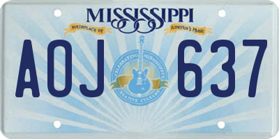 MS license plate AOJ637