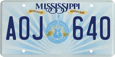 MS license plate AOJ640