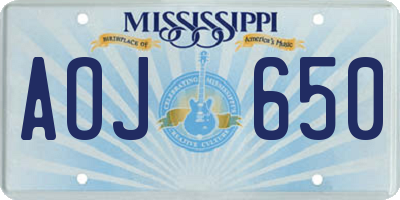 MS license plate AOJ650