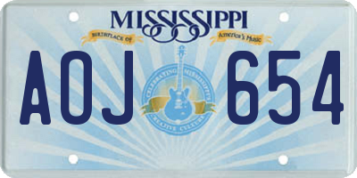 MS license plate AOJ654