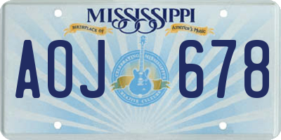 MS license plate AOJ678