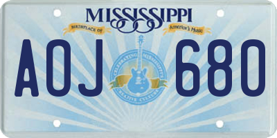 MS license plate AOJ680