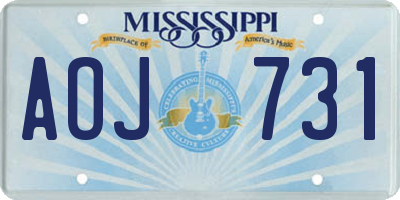 MS license plate AOJ731