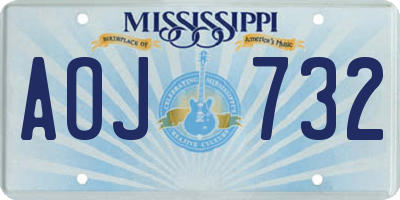 MS license plate AOJ732