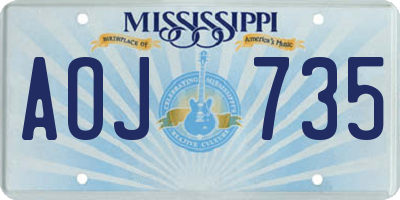 MS license plate AOJ735