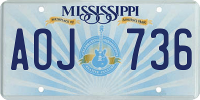 MS license plate AOJ736