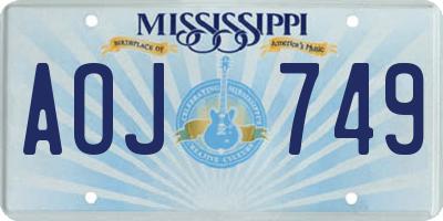 MS license plate AOJ749