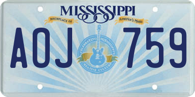 MS license plate AOJ759