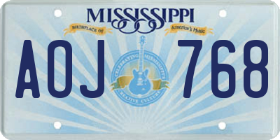 MS license plate AOJ768