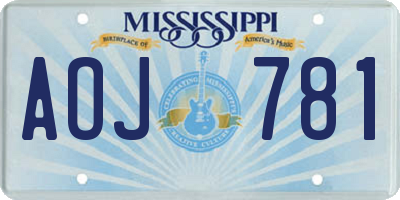 MS license plate AOJ781