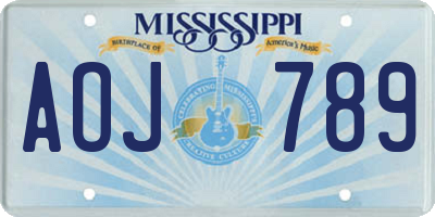 MS license plate AOJ789