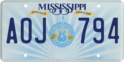 MS license plate AOJ794